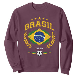 Retro Brasil Soccer Pride Crest Est 1914 Sweatshirt Vintage Brazil Flag Futbol Lover Football Fans