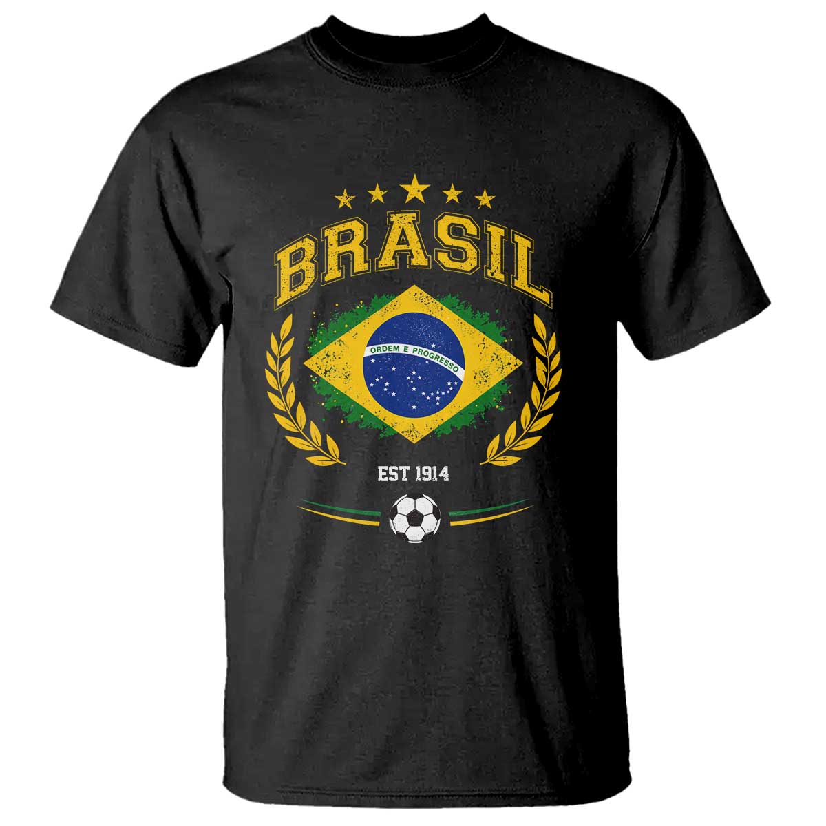 Retro Brasil Soccer Pride Crest Est 1914 T Shirt Vintage Brazil Flag Futbol Lover Football Fans