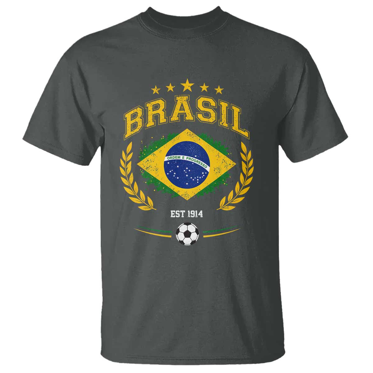 Retro Brasil Soccer Pride Crest Est 1914 T Shirt Vintage Brazil Flag Futbol Lover Football Fans