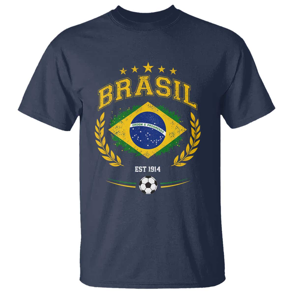 Retro Brasil Soccer Pride Crest Est 1914 T Shirt Vintage Brazil Flag Futbol Lover Football Fans