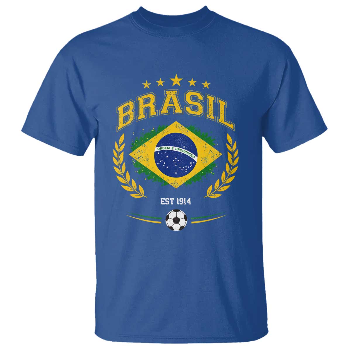Retro Brasil Soccer Pride Crest Est 1914 T Shirt Vintage Brazil Flag Futbol Lover Football Fans