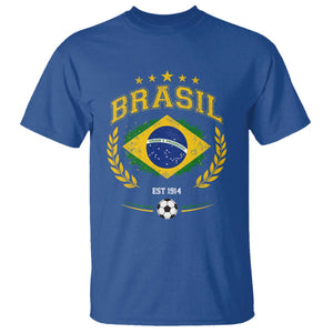 Retro Brasil Soccer Pride Crest Est 1914 T Shirt Vintage Brazil Flag Futbol Lover Football Fans