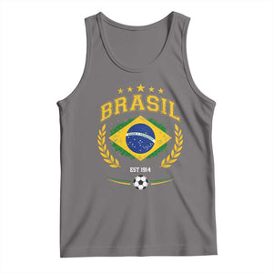 Retro Brasil Soccer Pride Crest Est 1914 Tank Top Vintage Brazil Flag Futbol Lover Football Fans