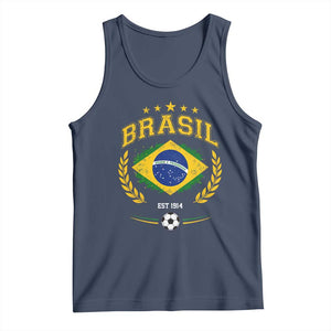 Retro Brasil Soccer Pride Crest Est 1914 Tank Top Vintage Brazil Flag Futbol Lover Football Fans