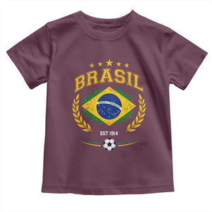 Retro Brasil Soccer Pride Crest Est 1914 Toddler T Shirt Vintage Brazil Flag Futbol Lover Football Fans