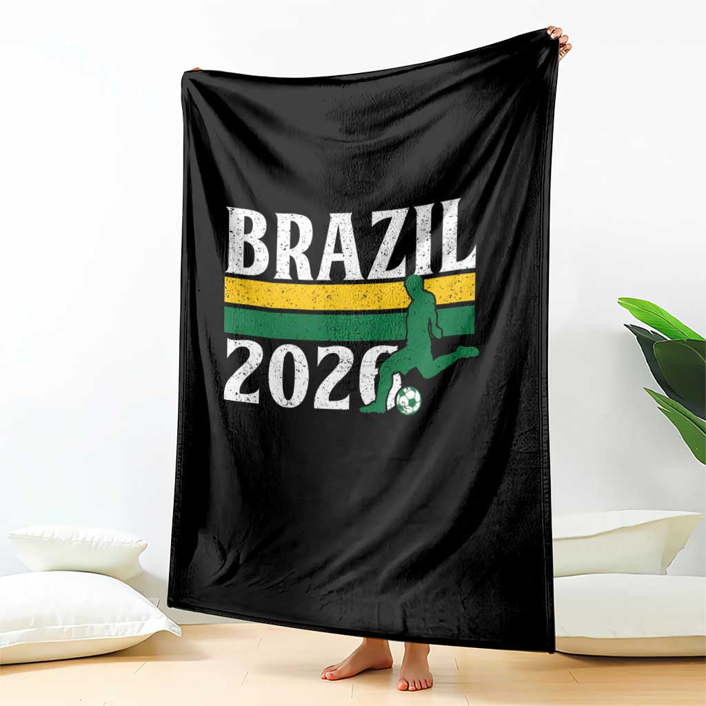 Vintage Brazil 2026 Soccer Player Throw Blanket Retro Brasil Futbol Football Fans Sports Lover