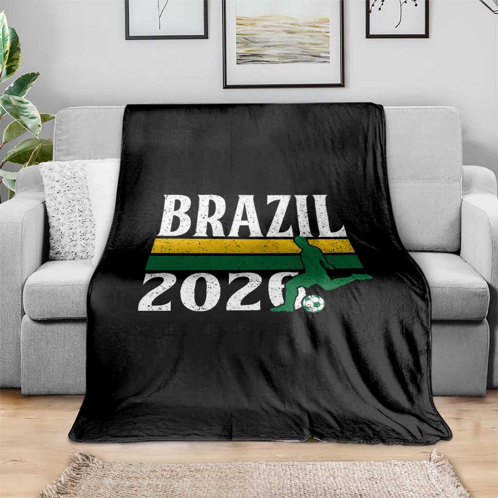 Vintage Brazil 2026 Soccer Player Throw Blanket Retro Brasil Futbol Football Fans Sports Lover
