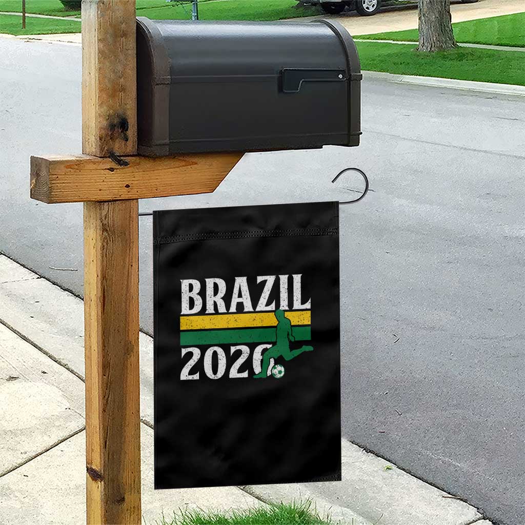 Vintage Brazil 2026 Soccer Player Garden Flag Retro Brasil Futbol Football Fans Sports Lover