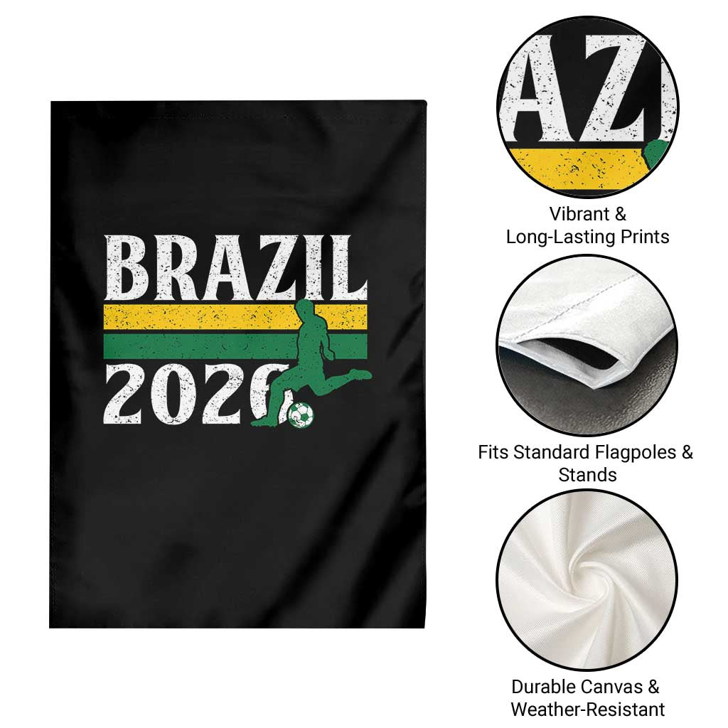 Vintage Brazil 2026 Soccer Player Garden Flag Retro Brasil Futbol Football Fans Sports Lover