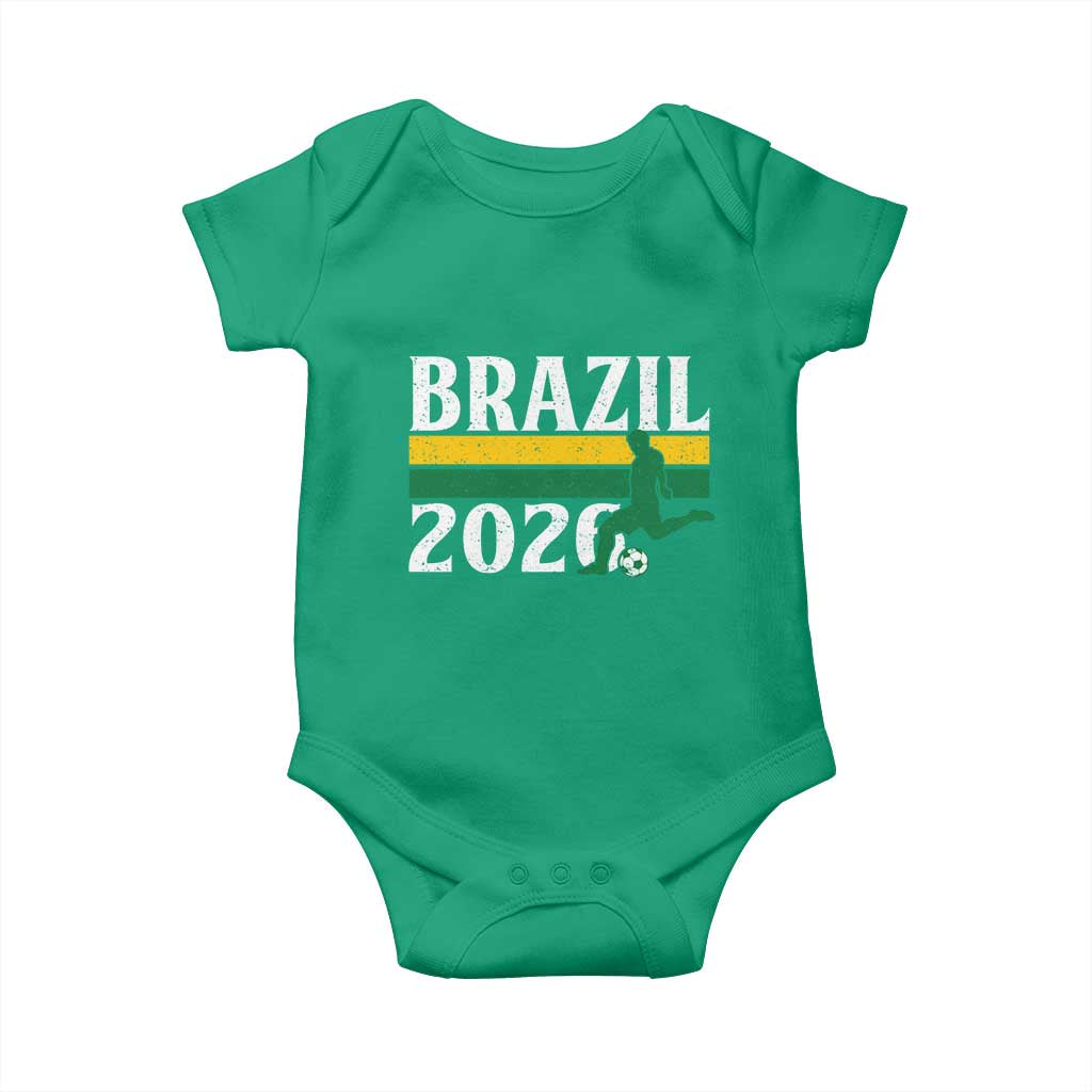 Vintage Brazil 2026 Soccer Player Baby Onesie Retro Brasil Futbol Football Fans Sports Lover