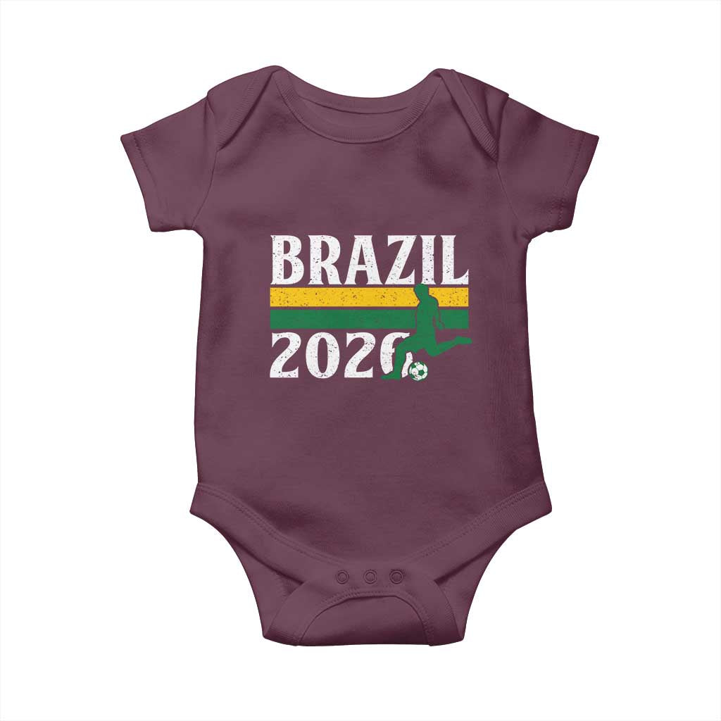 Vintage Brazil 2026 Soccer Player Baby Onesie Retro Brasil Futbol Football Fans Sports Lover