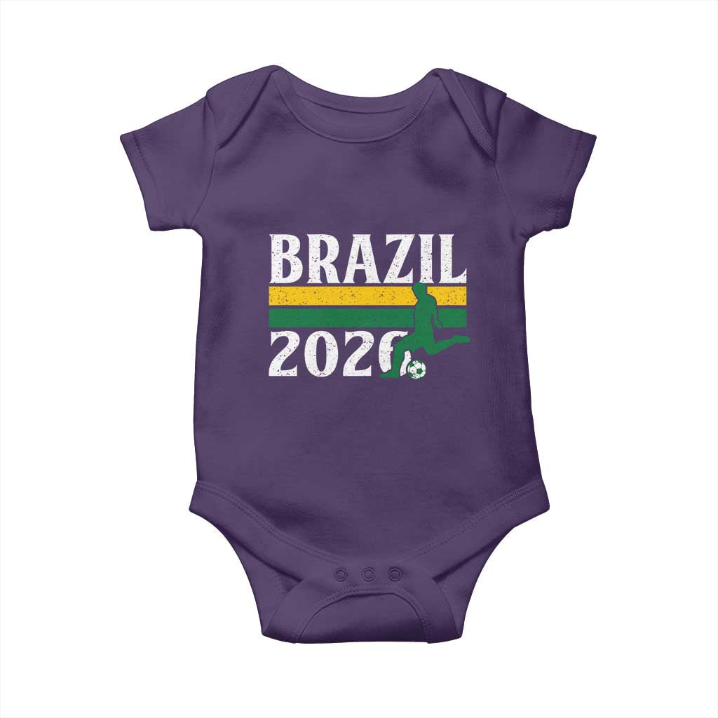 Vintage Brazil 2026 Soccer Player Baby Onesie Retro Brasil Futbol Football Fans Sports Lover