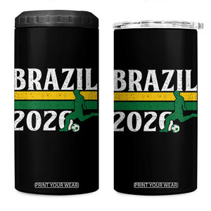 Vintage Brazil 2026 Soccer Player 4 in 1 Can Cooler Tumbler Retro Brasil Futbol Football Fans Sports Lover