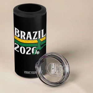 Vintage Brazil 2026 Soccer Player 4 in 1 Can Cooler Tumbler Retro Brasil Futbol Football Fans Sports Lover