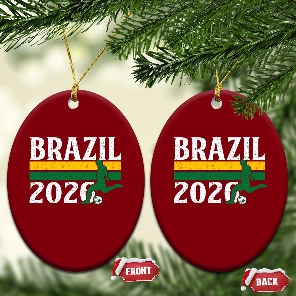 Vintage Brazil 2026 Soccer Player Ceramic Ornament Retro Brasil Futbol Football Fans Sports Lover