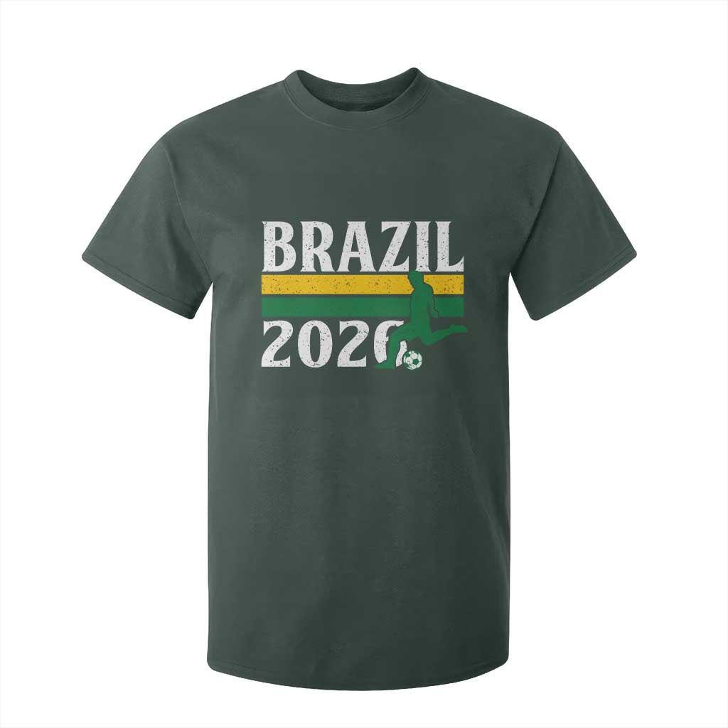 Vintage Brazil 2026 Soccer Player T Shirt For Kid Retro Brasil Futbol Football Fans Sports Lover