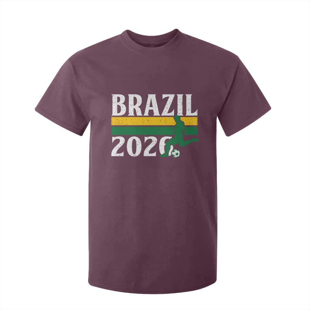 Vintage Brazil 2026 Soccer Player T Shirt For Kid Retro Brasil Futbol Football Fans Sports Lover
