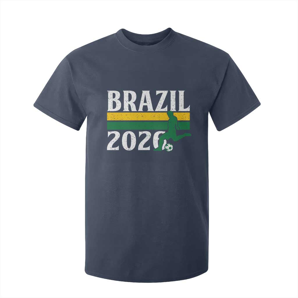 Vintage Brazil 2026 Soccer Player T Shirt For Kid Retro Brasil Futbol Football Fans Sports Lover