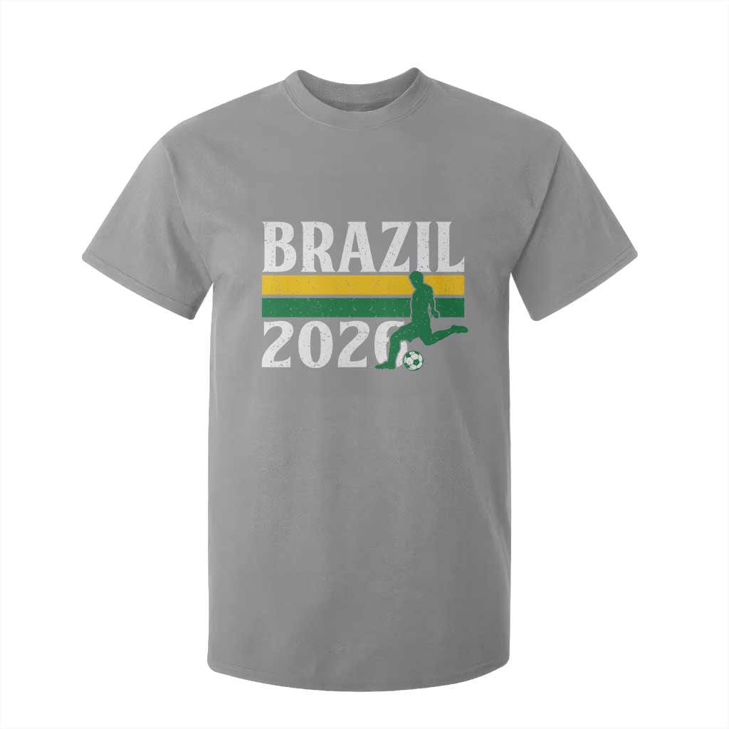 Vintage Brazil 2026 Soccer Player T Shirt For Kid Retro Brasil Futbol Football Fans Sports Lover