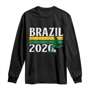 Vintage Brazil 2026 Soccer Player Long Sleeve Shirt Retro Brasil Futbol Football Fans Sports Lover
