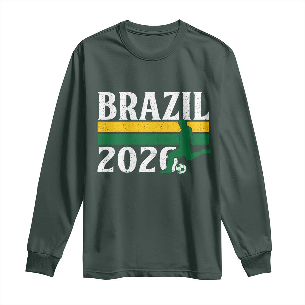 Vintage Brazil 2026 Soccer Player Long Sleeve Shirt Retro Brasil Futbol Football Fans Sports Lover