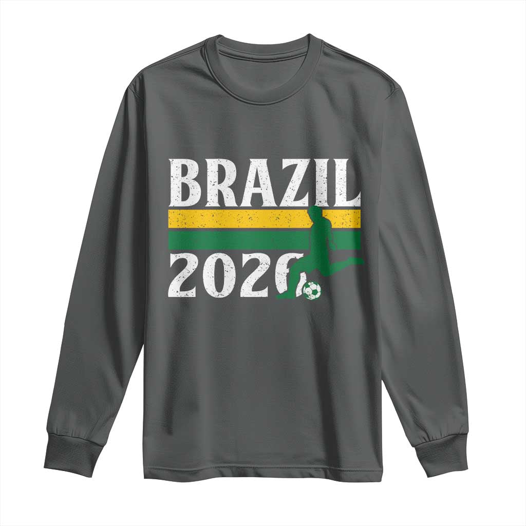 Vintage Brazil 2026 Soccer Player Long Sleeve Shirt Retro Brasil Futbol Football Fans Sports Lover