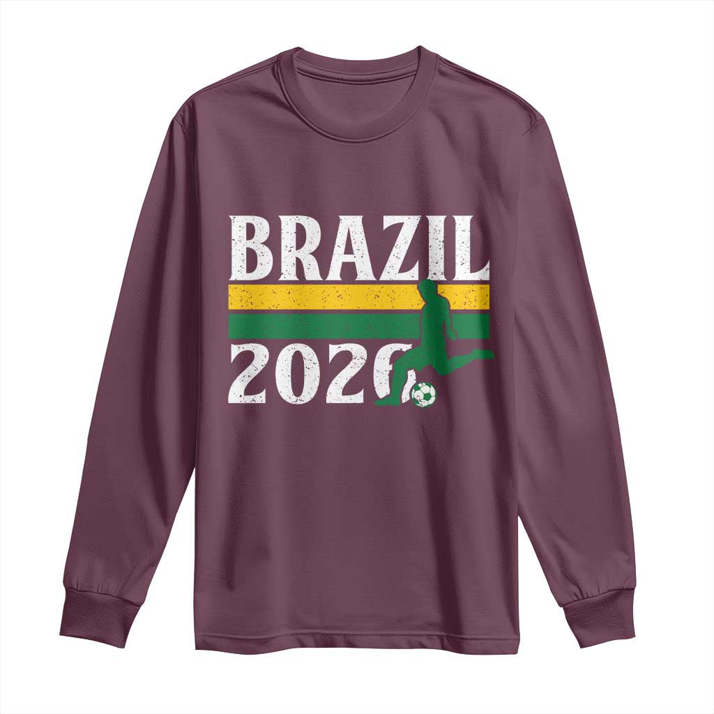 Vintage Brazil 2026 Soccer Player Long Sleeve Shirt Retro Brasil Futbol Football Fans Sports Lover
