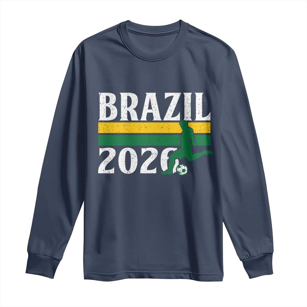 Vintage Brazil 2026 Soccer Player Long Sleeve Shirt Retro Brasil Futbol Football Fans Sports Lover