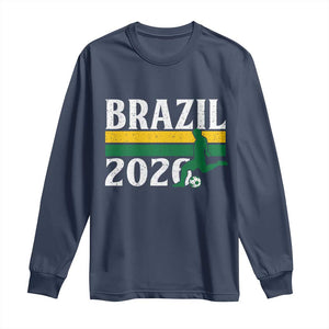 Vintage Brazil 2026 Soccer Player Long Sleeve Shirt Retro Brasil Futbol Football Fans Sports Lover