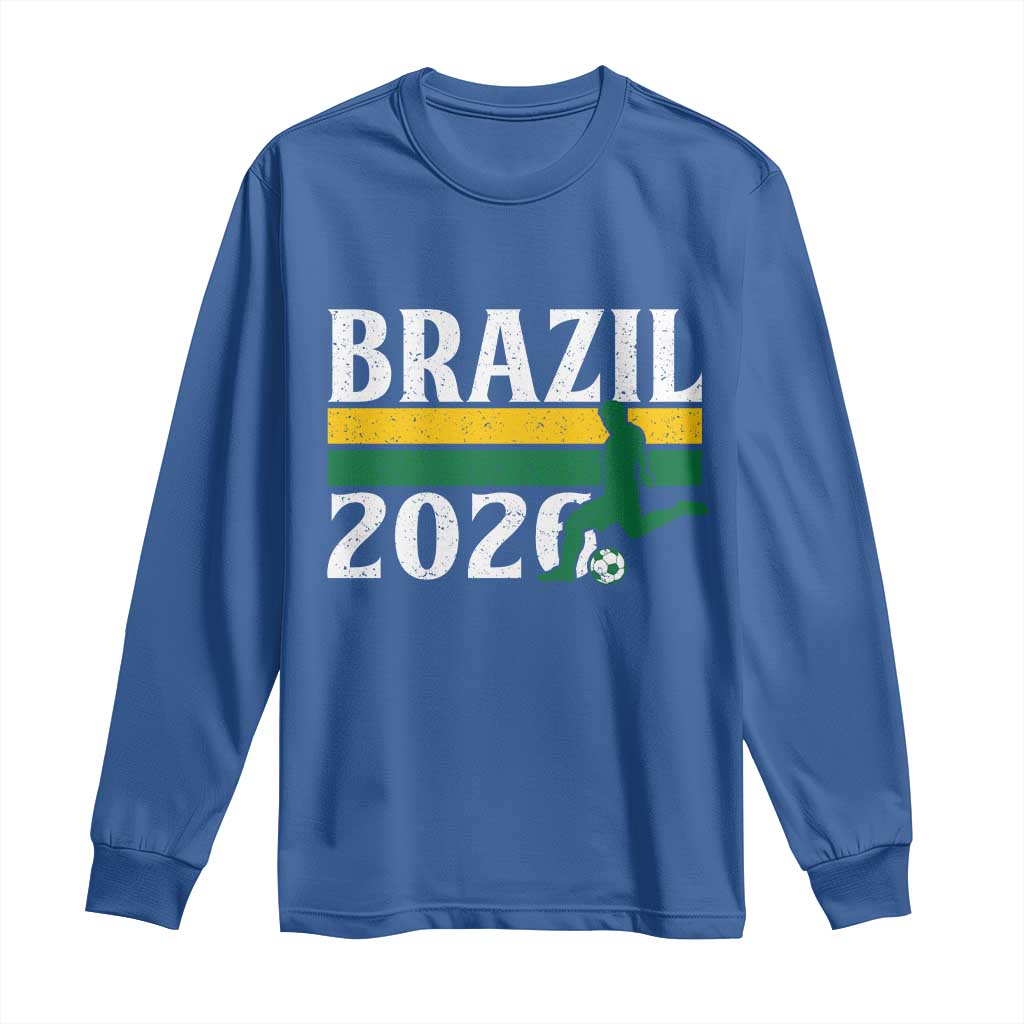Vintage Brazil 2026 Soccer Player Long Sleeve Shirt Retro Brasil Futbol Football Fans Sports Lover