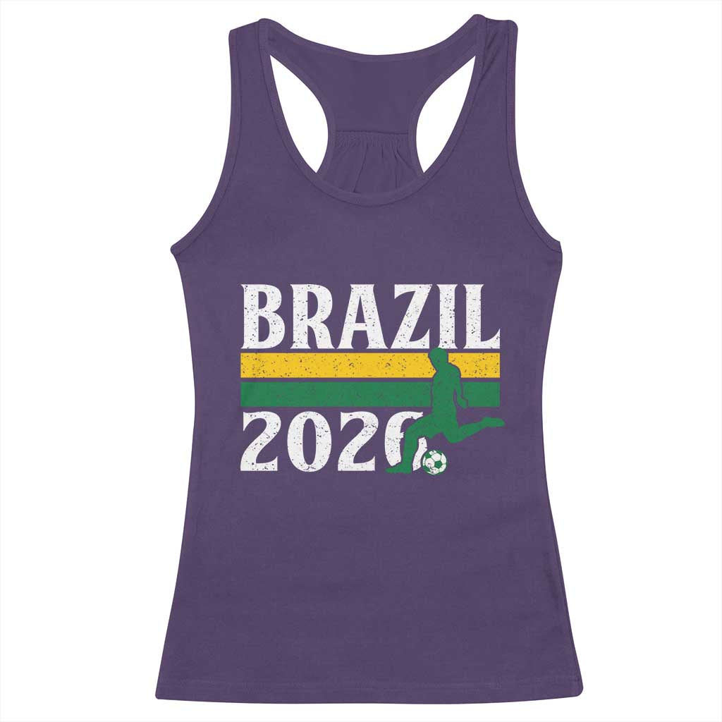 Vintage Brazil 2026 Soccer Player Racerback Tank Top Retro Brasil Futbol Football Fans Sports Lover