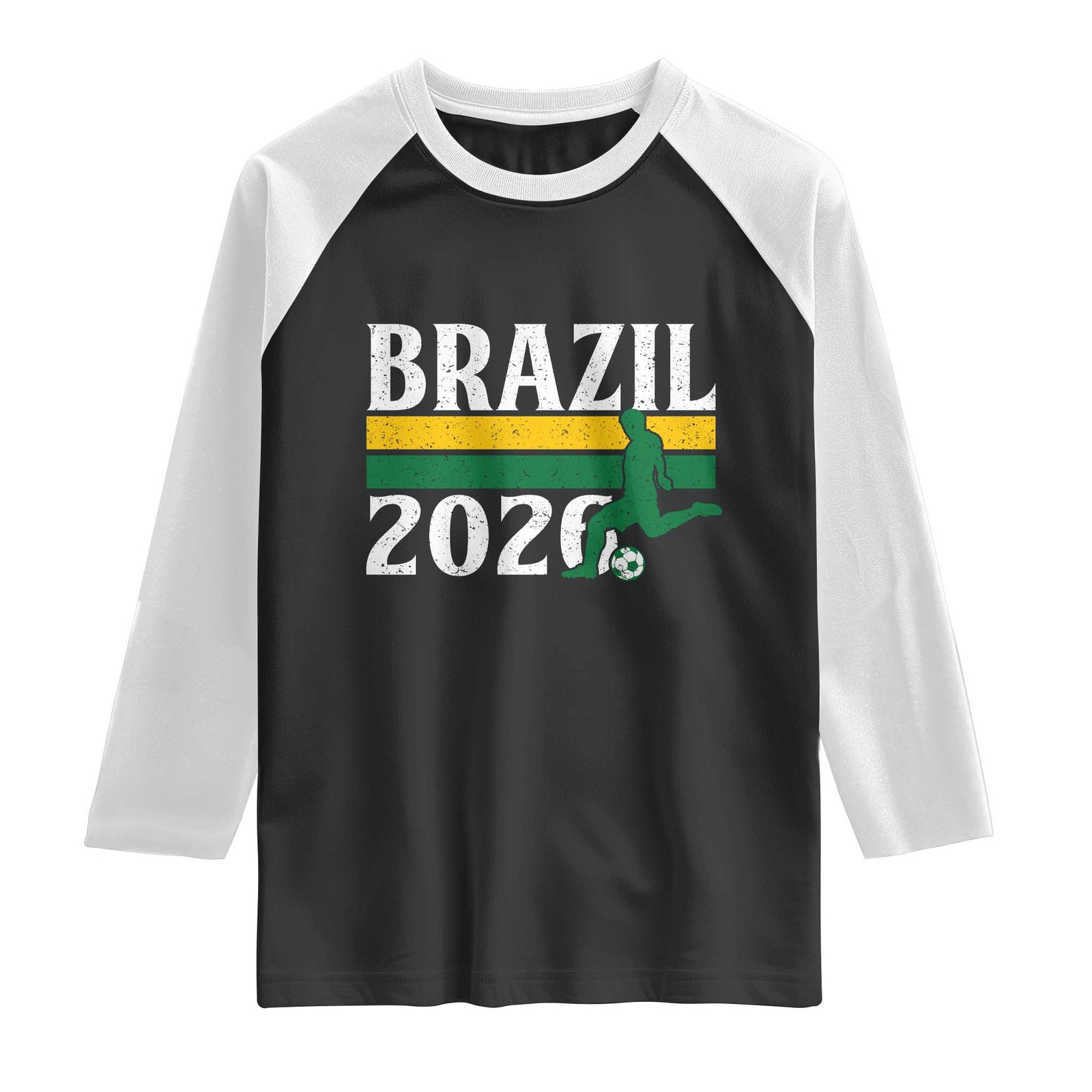 Vintage Brazil 2026 Soccer Player Raglan Shirt Retro Brasil Futbol Football Fans Sports Lover TS02 Black White Print Your Wear