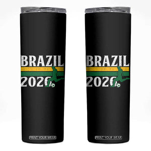 Vintage Brazil 2026 Soccer Player Skinny Tumbler Retro Brasil Futbol Football Fans Sports Lover