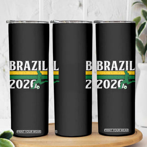 Vintage Brazil 2026 Soccer Player Skinny Tumbler Retro Brasil Futbol Football Fans Sports Lover
