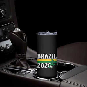 Vintage Brazil 2026 Soccer Player Skinny Tumbler Retro Brasil Futbol Football Fans Sports Lover