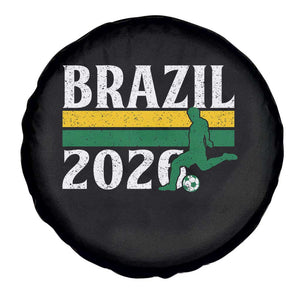 Vintage Brazil 2026 Soccer Player Spare Tire Cover Retro Brasil Futbol Football Fans Sports Lover