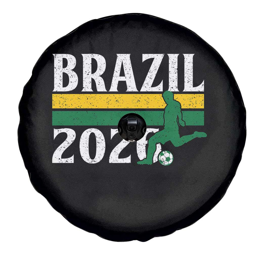 Vintage Brazil 2026 Soccer Player Spare Tire Cover Retro Brasil Futbol Football Fans Sports Lover