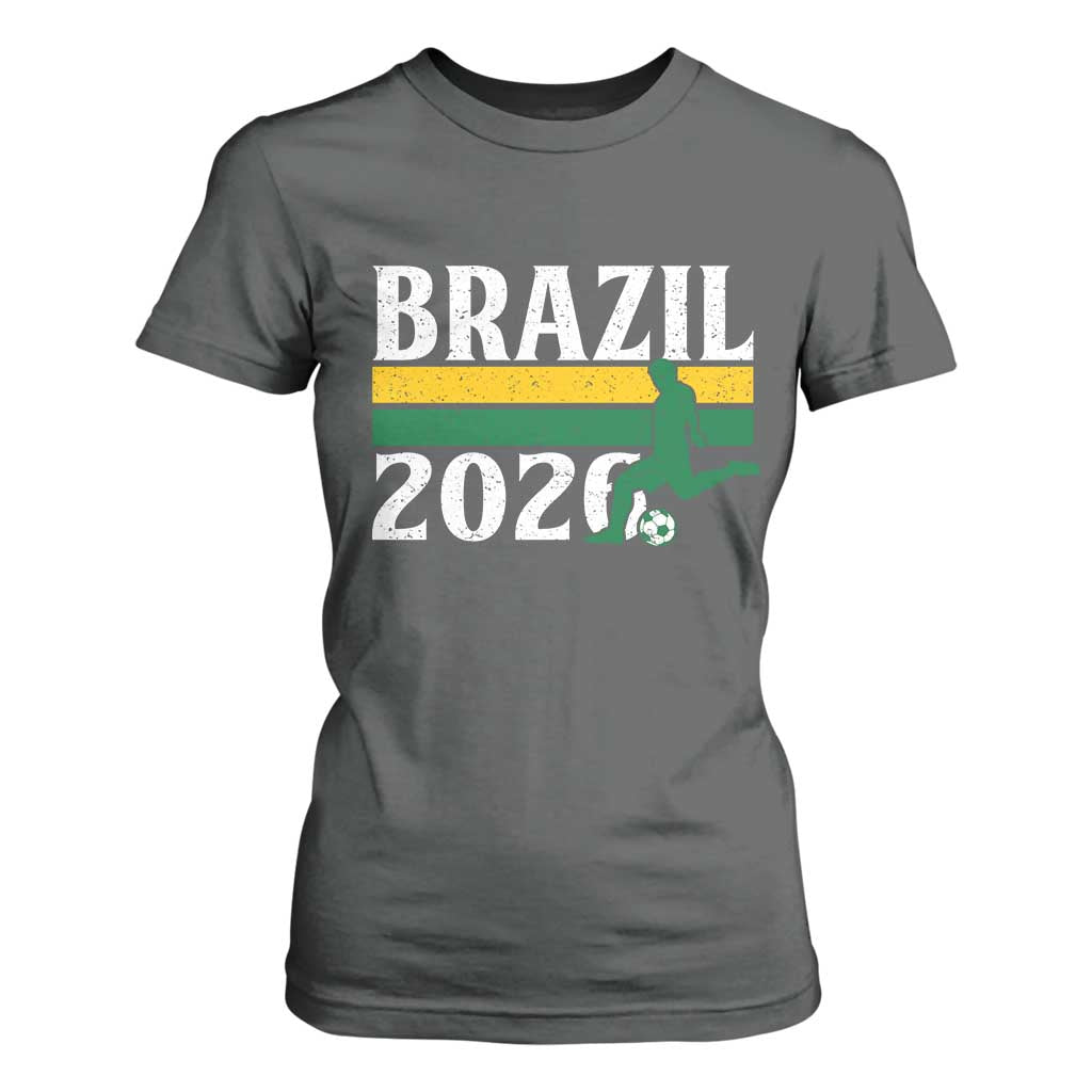 Vintage Brazil 2026 Soccer Player T Shirt For Women Retro Brasil Futbol Football Fans Sports Lover