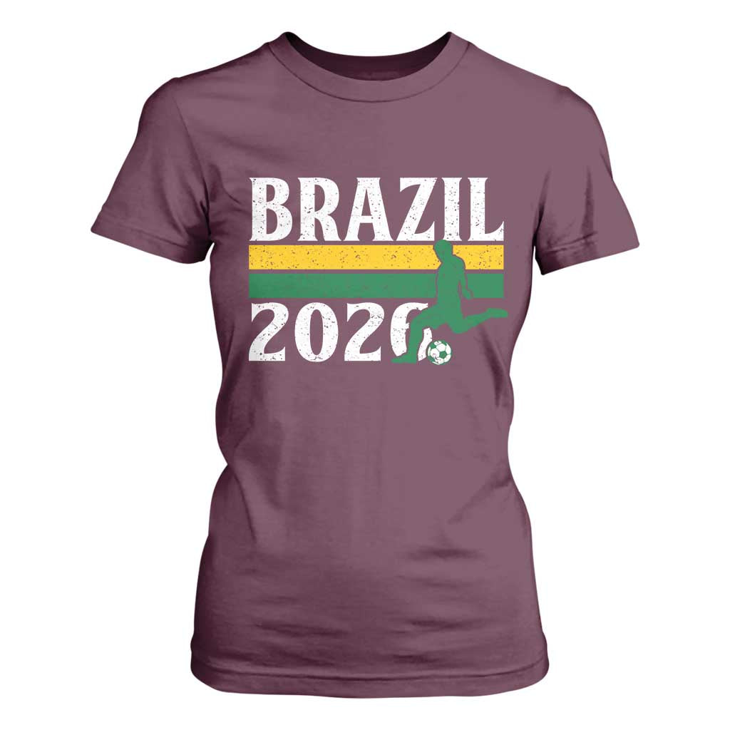 Vintage Brazil 2026 Soccer Player T Shirt For Women Retro Brasil Futbol Football Fans Sports Lover