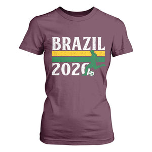 Vintage Brazil 2026 Soccer Player T Shirt For Women Retro Brasil Futbol Football Fans Sports Lover
