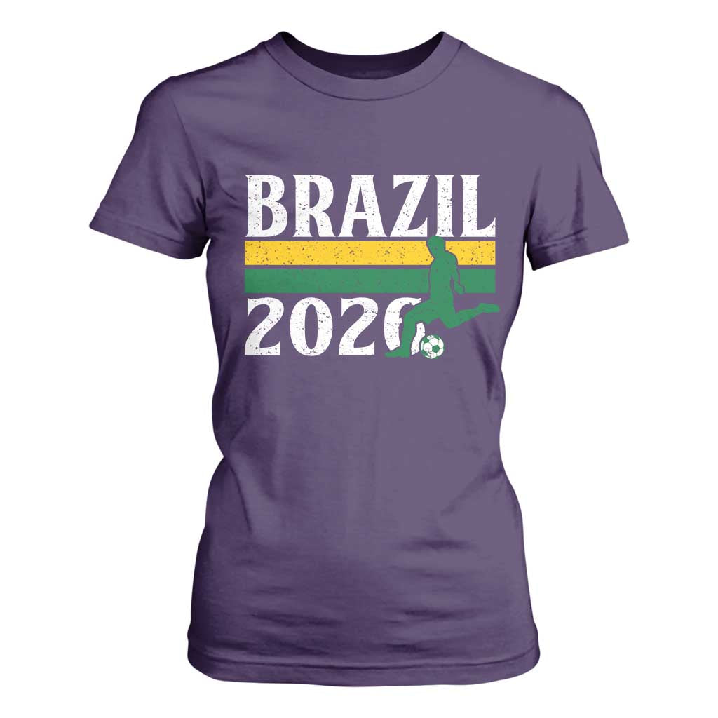 Vintage Brazil 2026 Soccer Player T Shirt For Women Retro Brasil Futbol Football Fans Sports Lover