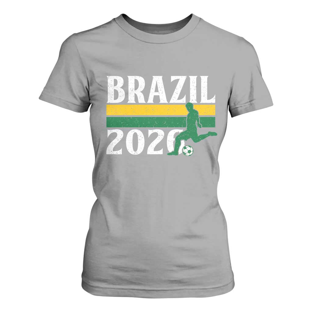 Vintage Brazil 2026 Soccer Player T Shirt For Women Retro Brasil Futbol Football Fans Sports Lover