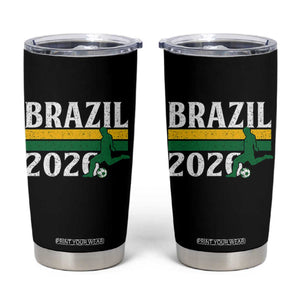 Vintage Brazil 2026 Soccer Player Tumbler Cup Retro Brasil Futbol Football Fans Sports Lover