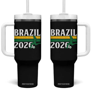 Vintage Brazil 2026 Soccer Player Tumbler With Handle Retro Brasil Futbol Football Fans Sports Lover