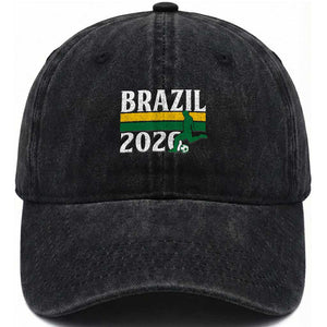 Vintage Brazil 2026 Soccer Player Washed Cotton Baseball Cap Retro Brasil Futbol Football Fans Sports Lover
