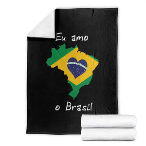 Eu Amo O Brasil Flag Map Throw Blanket I Love Brazil Patriotic Heart Brazilian Pride