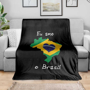 Eu Amo O Brasil Flag Map Throw Blanket I Love Brazil Patriotic Heart Brazilian Pride
