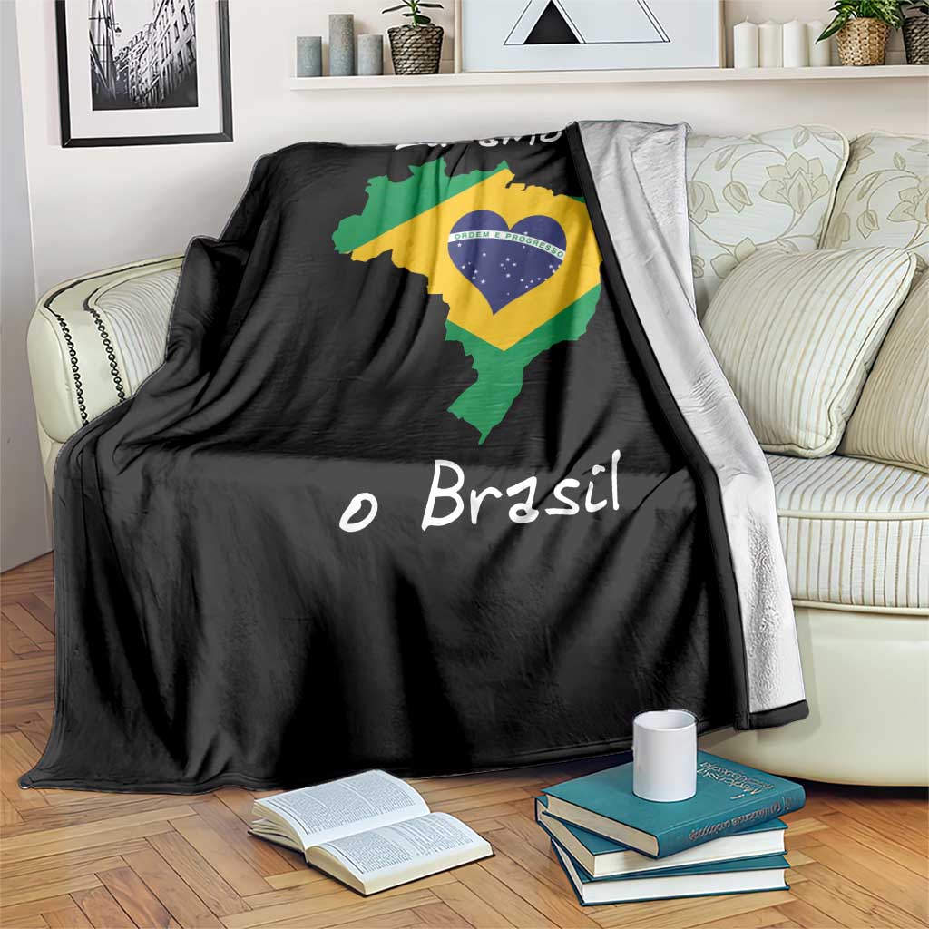 Eu Amo O Brasil Flag Map Throw Blanket I Love Brazil Patriotic Heart Brazilian Pride