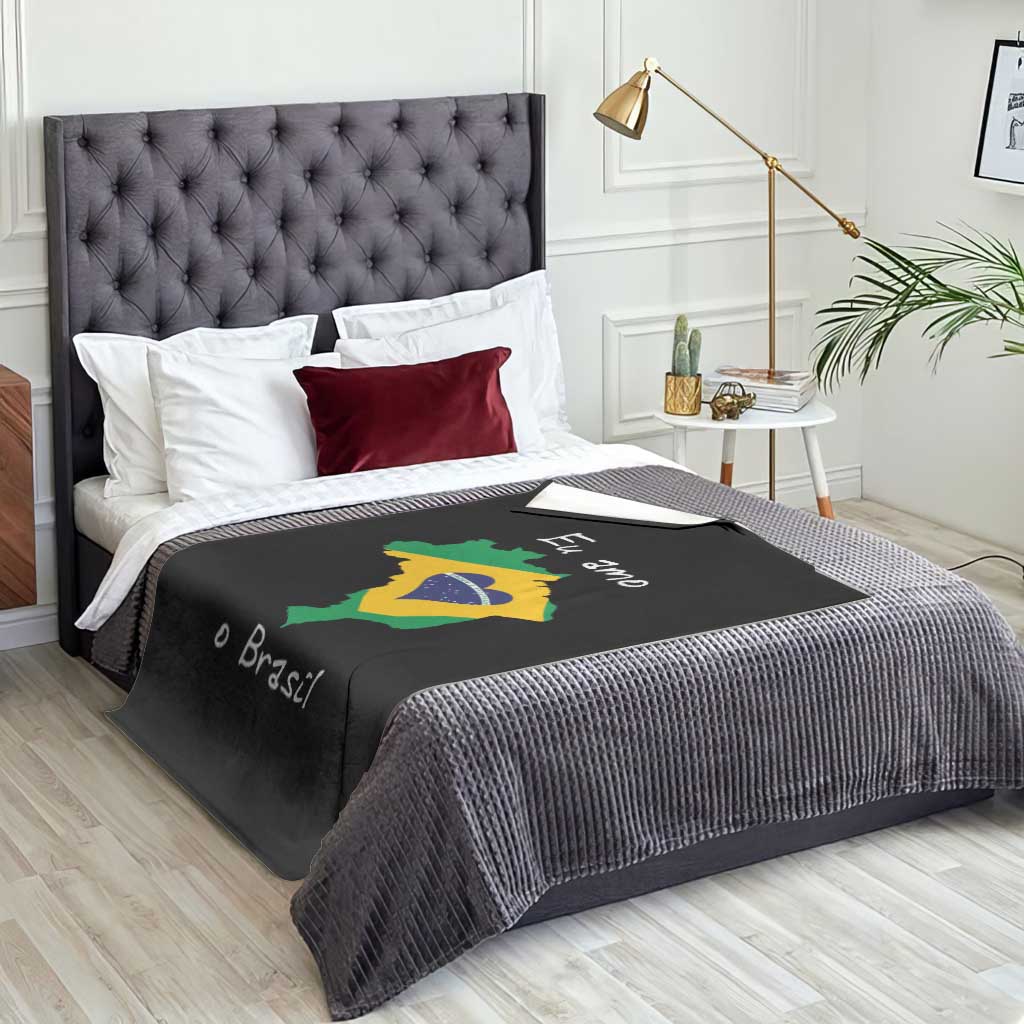 Eu Amo O Brasil Flag Map Throw Blanket I Love Brazil Patriotic Heart Brazilian Pride