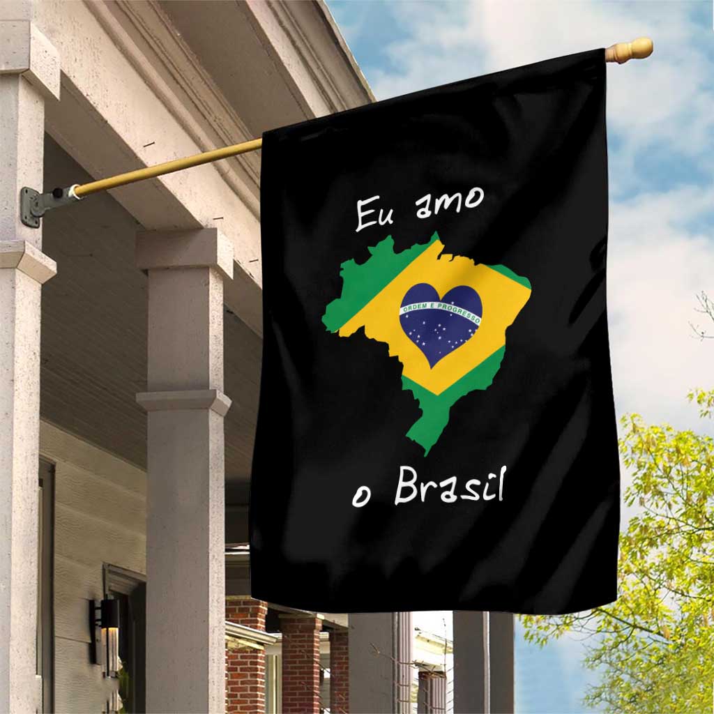 Eu Amo O Brasil Flag Map Garden Flag I Love Brazil Patriotic Heart Brazilian Pride